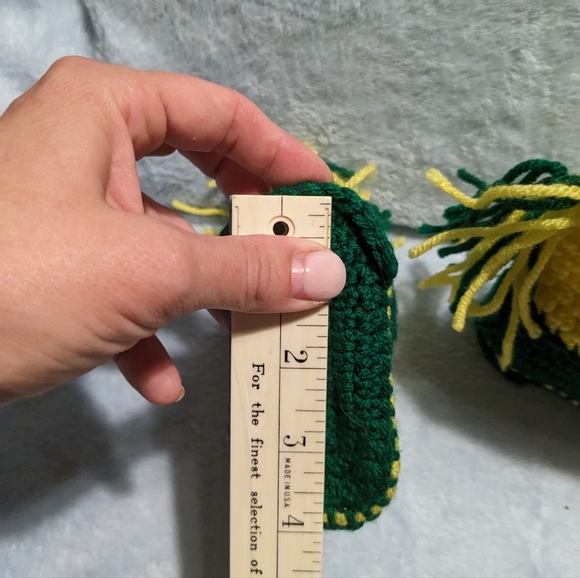 Handmade Knit Western Cowboy Fringe Booties Yellow Green Infant OS - Picture 7 of 8
